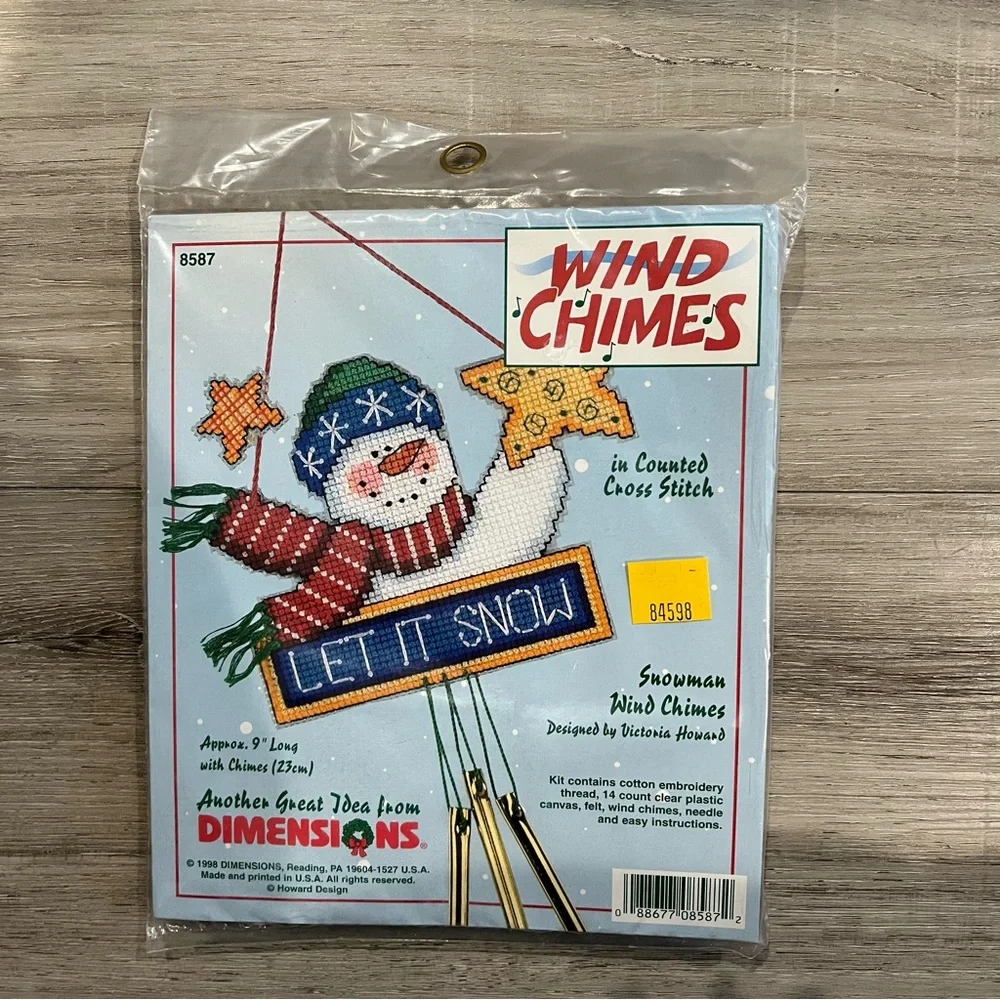 NWT Dimensions Wind Chimes Snowman Counted Cross Stitch Kit - Picture 3 of 10